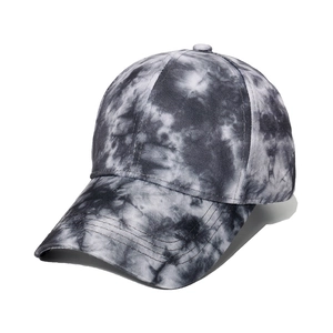 Casquette de baseball classique à 6 panneaux avec motif tie-dye dégradé gris et visière