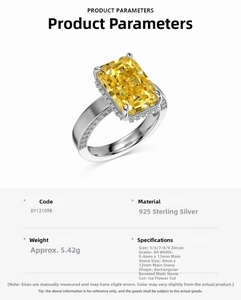 Macro shot of 925 sterling silver ring featuring an 8x12mm ice-cut yellow cubic zirconia