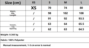 Tabella taglie per completo blazer corto e pantaloni alla caviglia con misure in cm