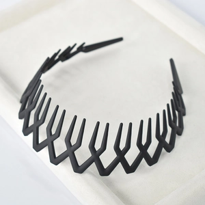 Diadema negra sencilla en zigzag con dientes para el cabello estilo minimalista coreano