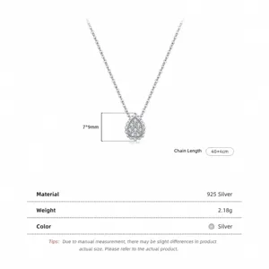 Halskette aus 925 Sterling Silber mit funkelndem Tropfenanhänger aus Zirkonia