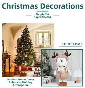 Detail of Christmas reindeer plush with gold sequins and snowflake embroidery decor