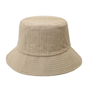 Minimalist beige pleated bucket hat for women with sparkling rhinestone details
