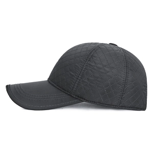 Winter quilted baseball cap for men with ear protection and warm diamond pattern