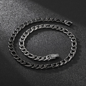 Vintage hip hop cuban link chain necklace in gunmetal finish with rectangular clasp