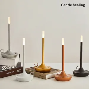 Portable LED Table Lamp Rechargeable Touch Dimming Nordic Minimalist Atmosphere Night Light Iron For Bar Outdoor Camping