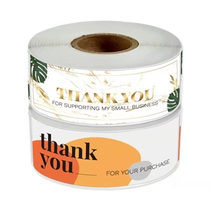 Rectangle Thank You Stickers Roll Marble Monstera Leaf Gold Foiling Labels Self Adhesive For Small Business Gift Packaging Seals