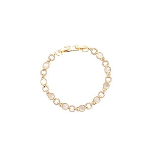 Bracelet doré élégant avec incrustations de nacre et détails en zircon de luxe