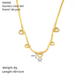 18K gold plated titanium steel heart pendant necklace for women with small crystals