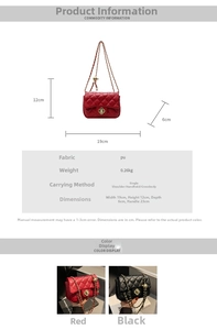 Quilted crossbody bag dimensions 19x12x6cm with clover lock and chain strap details