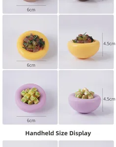 Detailansicht künstlicher Lebensmittelschalen mit Größenangaben 6 cm und 4,5 cm