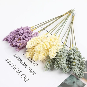 Artificial wheat stalks in purple beige and green for pastoral home floral decoration