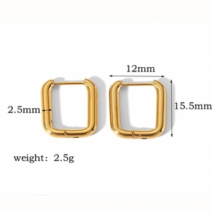 Spécifications de taille pour boucles d'oreilles créoles dorées en acier inoxydable 18k