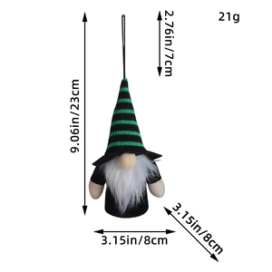Luminous Christmas gnome ornament with green striped hat and dimensions 23x8cm