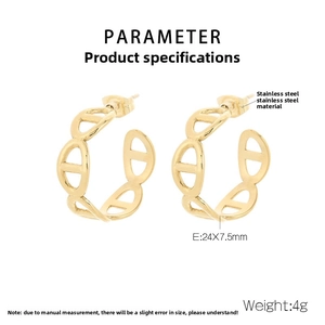 Detailed macro view of 18K gold plated titanium steel geometric earrings with pig nose design