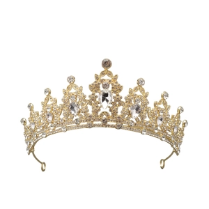 Luxurious gold crystal crown for women with intricate sparkling rhinestone embellishments