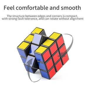 Detail of 3x3 speed cube showing flexible rotation and smooth corner cutting design