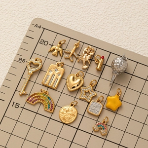 Modische Anhänger Charms Edelstahl 18 Karat Vergoldet Regenbogen Herz Stern Mond Schlüssel Flugzeug Form DIY Schmuck Zubehör