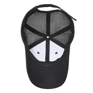 Unisex black breathable mesh baseball cap with adjustable back closure for summer outdoors