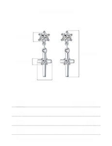 Detailed size specifications for 925 sterling silver cross earrings with dimensions