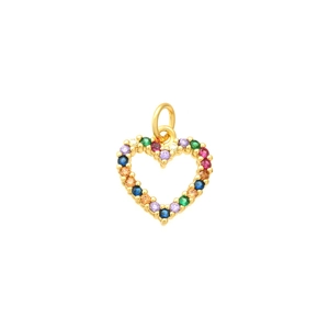 Gros plan du pendentif cœur en or 18K serti de zircons colorés de haute qualité