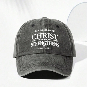 Gewaschene Baumwolle Baseballkappe Christliches Religiöses Zitat Verstellbarer Sonnenhut Vintage Distressed Stil