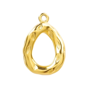 Minimalist 18k gold plated stainless steel teardrop pendant with hammered texture finish