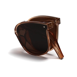 Portable folding sunglasses with stylish translucent brown frames for men and women