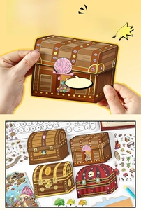 DIY 3D creative paper craft set with pirate themes showing assembly and desktop display