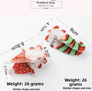 Detailed size specifications for 9cm Santa Claus and Elf Christmas hair claw clips