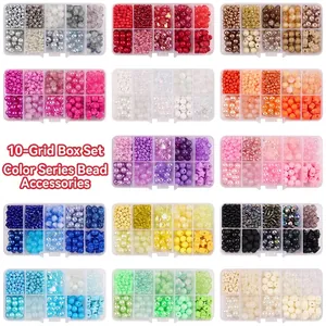 10-grid macaron colored glass bead kit for DIY jewelry making and phone charms