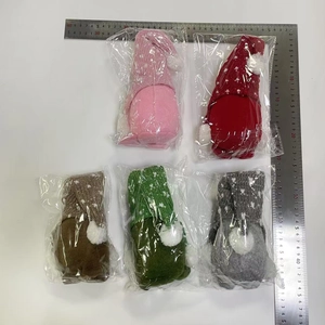 Detailed view of 20cm Christmas gnome dolls in five colors with a measuring ruler