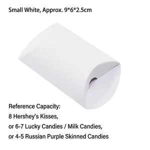 Kleine weiße Kraftpapier Kissenbox für Hochzeitsbonbons, Größe 9x6x2.5cm