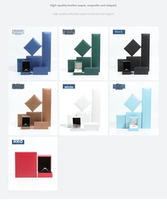Luxury textured paper jewelry boxes in seven colors for rings necklaces and pendants