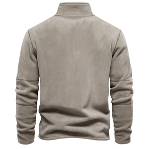 Vue arrière du sweat-shirt en polaire pour hommes avec demi-zip et col montant