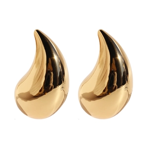 Polished gold-plated teardrop earrings with a mirror finish for a bold fashion style