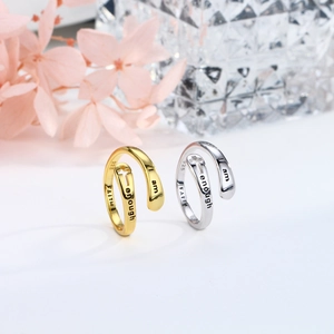 Anello a croce in argento sterling 925 con incisione I am enough FAITH in oro e argento