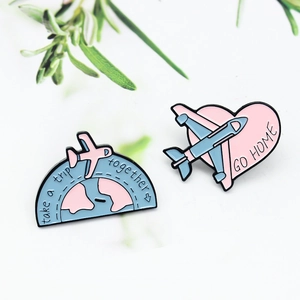 Cartoon Airplane Heart Globe Enamel Brooch Pins Set Travel Theme Alloy Badge For Clothes Backpack Accessories Unisex Gift