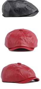 Detail der Premium-Leder-Schiebermütze mit feinen Nähten und Retro-Struktur-Finish