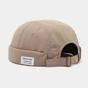 Bonnet docker rétro kaki en tissu ripstop avec boucle métallique réglable, vue arrière