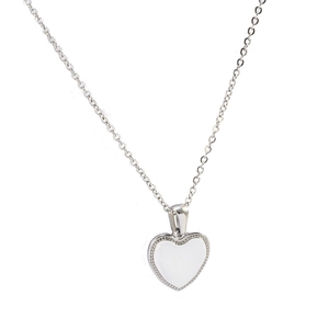 Minimalist 18K gold-plated stainless steel heart pendant necklace for women in silver color