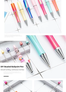 Detailed view of DIY beadable ballpoint pens in vibrant UV gradient colors