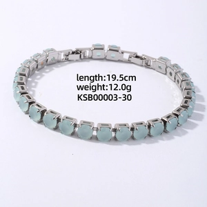 Detail showing 19.5cm length and 12.0g weight of the silver bracelet with blue stones