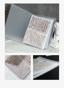 Detail of transparent PP inner pages for easy nail sticker storage and organization