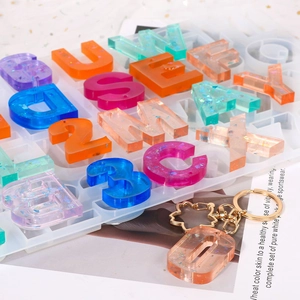 Silicone alphabet and number mold set for resin pendants and glitter keychains