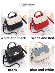 Detailed color display of fashion crossbody bags in four variants with bear pendants