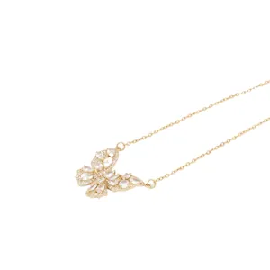 Elegant gold butterfly pendant necklace with sparkling cubic zirconia on a delicate cable chain
