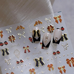 Autocollants nail art papillon en relief 3D avec dorures métalliques brillantes