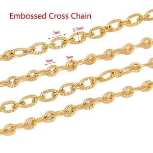 18K gold embossed stainless steel cross chain with various sizes for DIY jewelry making