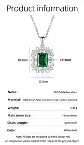 Detail showing S925 sterling silver necklace specs with a 10x8mm yellow lab diamond